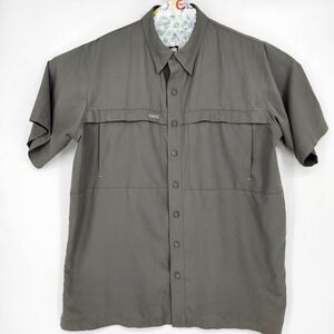 GameGuard Shirt Mens XL Western Button Down Vented Fishing Outdoors Olive Green‎